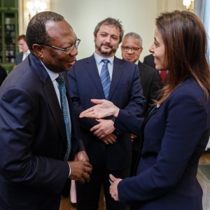 His Excellency Mninwa J. Mahlangu, Ambassador of South Africa and The Honorable Dina Powell.