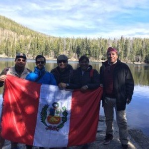 Group Photo with Peruivan Flag at Rocky Mountain National Park