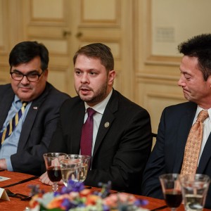 Left to right: The Honorable Paco Palmieri, U.S. Department of State; Congressman Ruben Gallego (D-AZ); Kelly King, AT&T. Photo credit: Stephen Bobb.