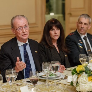 Left to right: Ambassador Pedro Morenés; Ana Wugofsi, Lockheed Martin; Major General Mickey Edelstein, Embassy of Israel; Dr. Garett Martin, American University. Photo credit: Stephen Bobb