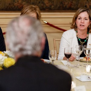Deputy Assistant Secretary of State for Western Europe Whitney Baird provides food for thought at a Meridian Global Dialogue Dinner. Photo credit: Stephen Bobb