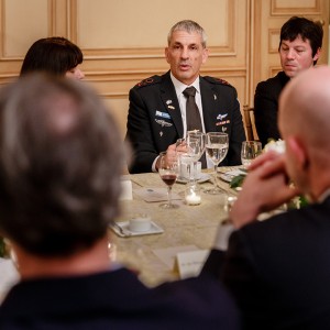 Major General Mickey Edelstein, Defense Attaché at the Embassy of Israel, poses military considerations at Meridian Global Dialogue Dinner. Photo credit: Stephen Bobb