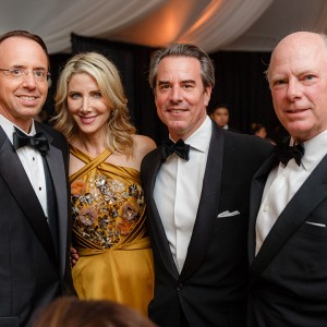 U.S. Deputy Attorney General Rod Rosenstein, Meridian CEO Amb. Stuart Holliday, and Loran and Robbie Aiken of the 50th Annual Meridian Ball Leadership Committee. Photo by Stephen Bobb Photography.