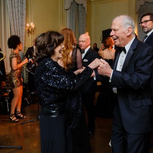 Didi Cutler and Amb. Walt Cutler, President Emeritus of Meridian Center International, dance to the live jazz band Native in Meridian House. Photo by Stephen Bobb Photography.