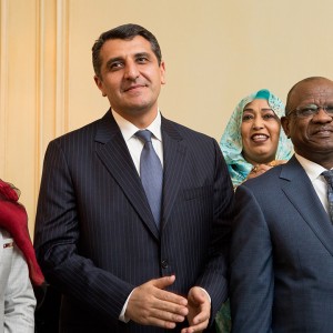 Her Excellency Roya Rahmani (Ambassador of Afghanistan), His Excellency Varuzhan Nersesyan (Ambassador of Armenia), Mrs. Fauzia Elsheikh Ahmed, His Excellency Mohamed Atta Abbas (Ambassador of the Sudan), and The Honorable John Phillips (Ambassador to Italy 2013 to 2017). Photo: Jessica Latos.