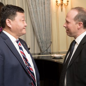 His Excellency Dr. Otgonbayar Yondon (Embassy of Mongolia) and Daman Irby (University of Virginia). Photo: Jessica Latos.