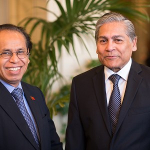 His Excellency Domingo Alves of Timor-Leste (Left) mingles with His Excellency Mohammad Ziauddin of Bangladesh (Right) before the session begins. Photo by James O’Gara.