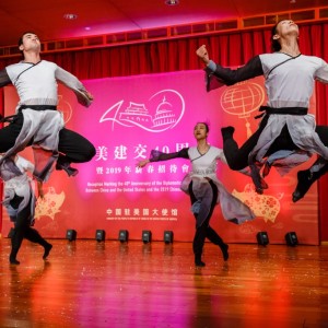 Performers welcome the new year with Chinese-inspired acrobatics.  Photo by Stephen Bobb Photography.