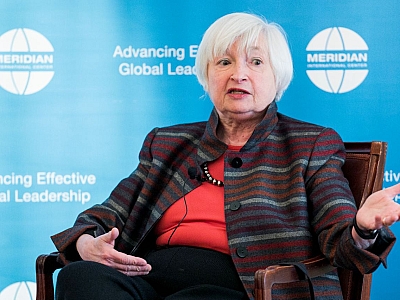 Dr. Janet Yellen during the discussion on economic growth and equal pay.