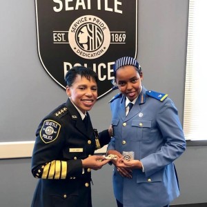 Moumina Houssein Darar of Djibouti meets Seattle Police Chief Carmen Best (Photo Credit: Elizabeth Barry)