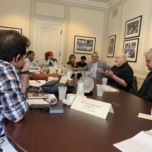 Participants meet with Dr. Robert Russell, Founder and Executive Director of Cartoonists Rights Network International in Washington, DC