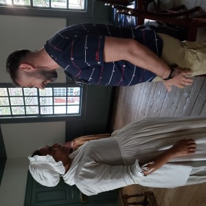 At Colonial Williamsburg, an IVLP participant speaks with one of the historic interpreters