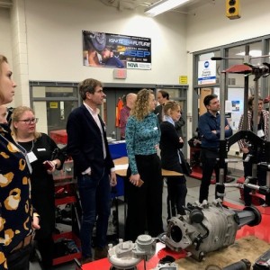 Visitors visit Edison Academy in Fairfax County to learn about vocational training in auto technology, a/c and heating, etc. Teacher John Bogan demonstrated how he uses the auto shop where he teaches.