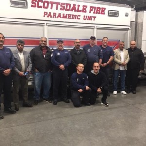 IVLP Participants posing with Scottsdale firefighters and EMT