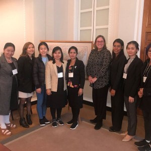 Cambodian participants at a federalism briefing with Georgetown professor, Dr. Lynn Ross.