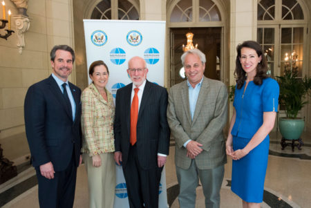 Meridian partnered with the Office of the Chief of Protocol to host this Insights program. (L to R: Amb. Stuart Holliday, Lee Satterfield, Ben Ginsbeg, Doug Sosnik, Natalie Jones) 