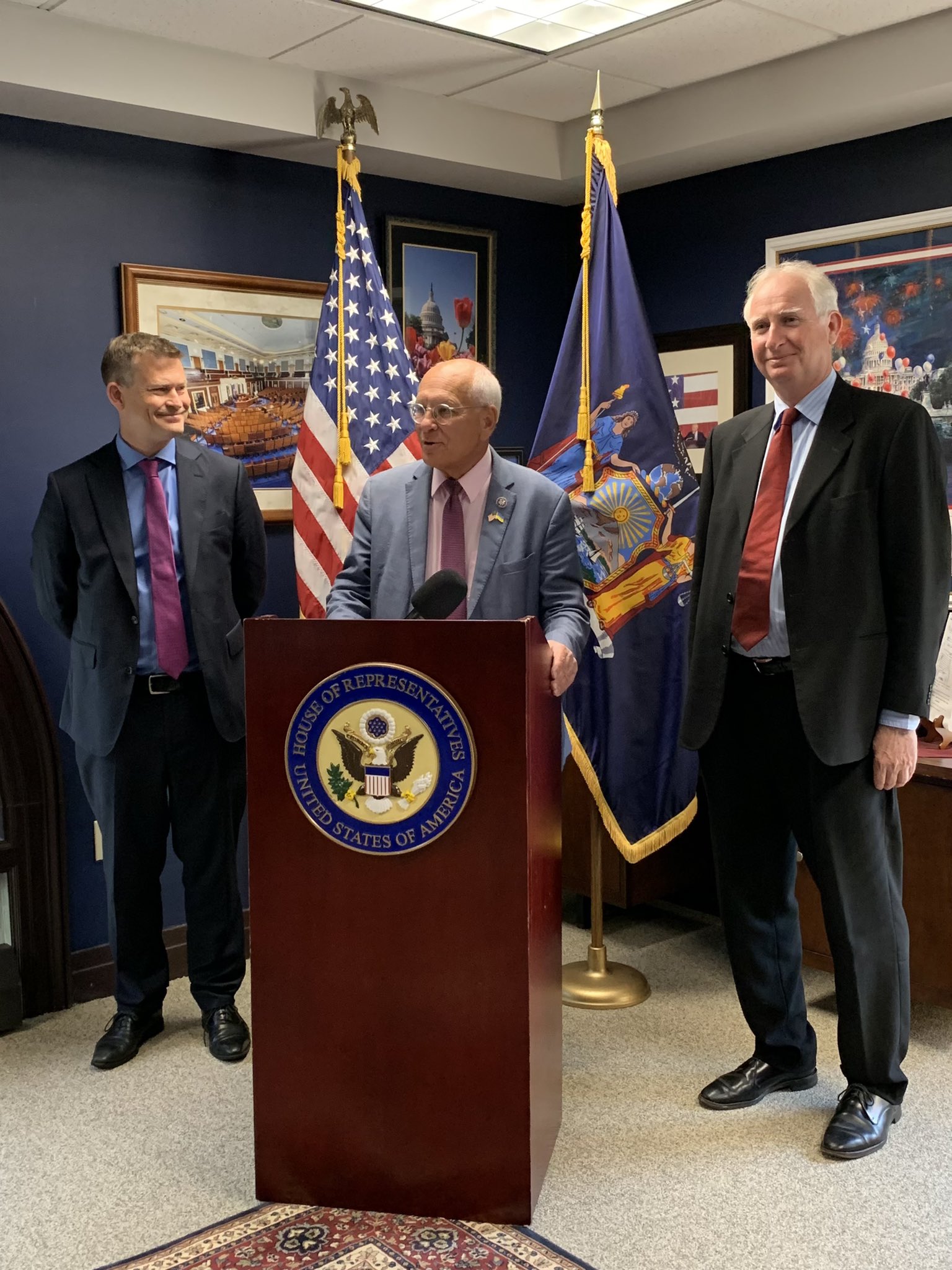 Representative Paul Tonko (D, NY-21) welcomes Justin Madders and Daniel Zeichner, Members of the British Parliament, to New York on their IVLP exchange.